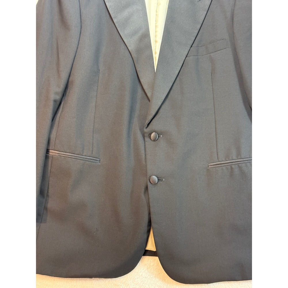 Chaps Ralph Lauren Mens Black Tuxedo Jacket Satin Peak Lapel Blazer 43L USA Made - Picture 5 of 11